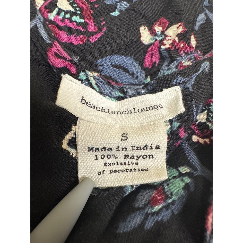 BeachLunchLounge Black Multi Kayla Tassel Floral Shift Tank Mini Dress Size S - Picture 3 of 10